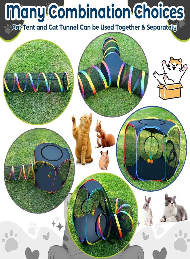 CypherX Outdoor Rainbow Cat Enclosure, 7 in 1 Portable Cat Tents for Outside Cage Free Outside Pet Enclosure Cat Tunnel Outdoor Playground for Indoor Cats and Small Animals - Image 4